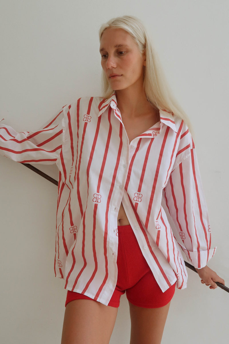 Everyday shirt - red stripe – beiged Everyday shirt - red stripe – beiged