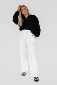 Poplin pants white