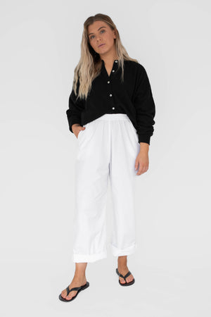 Poplin pants white