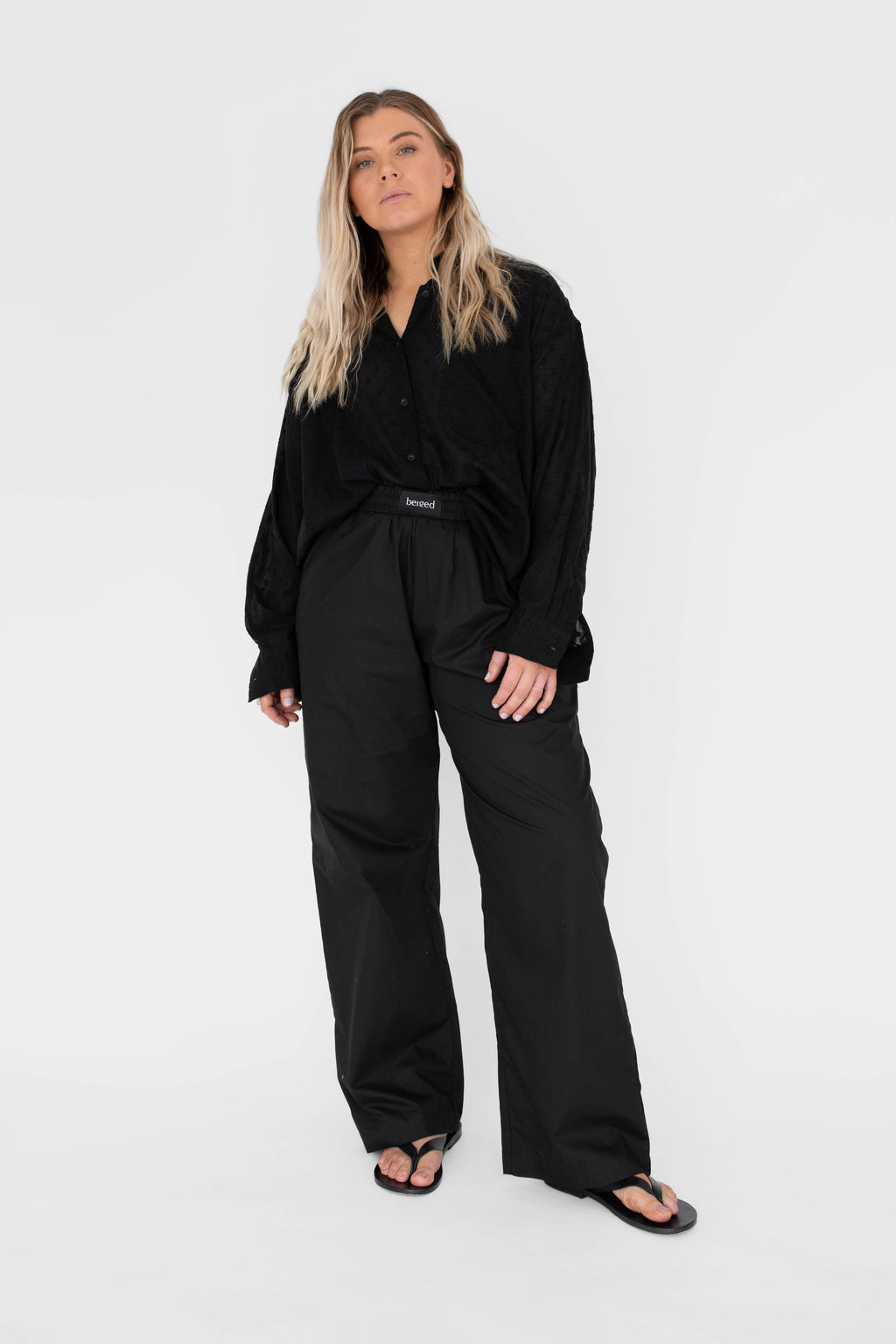 Poplin black logo pants