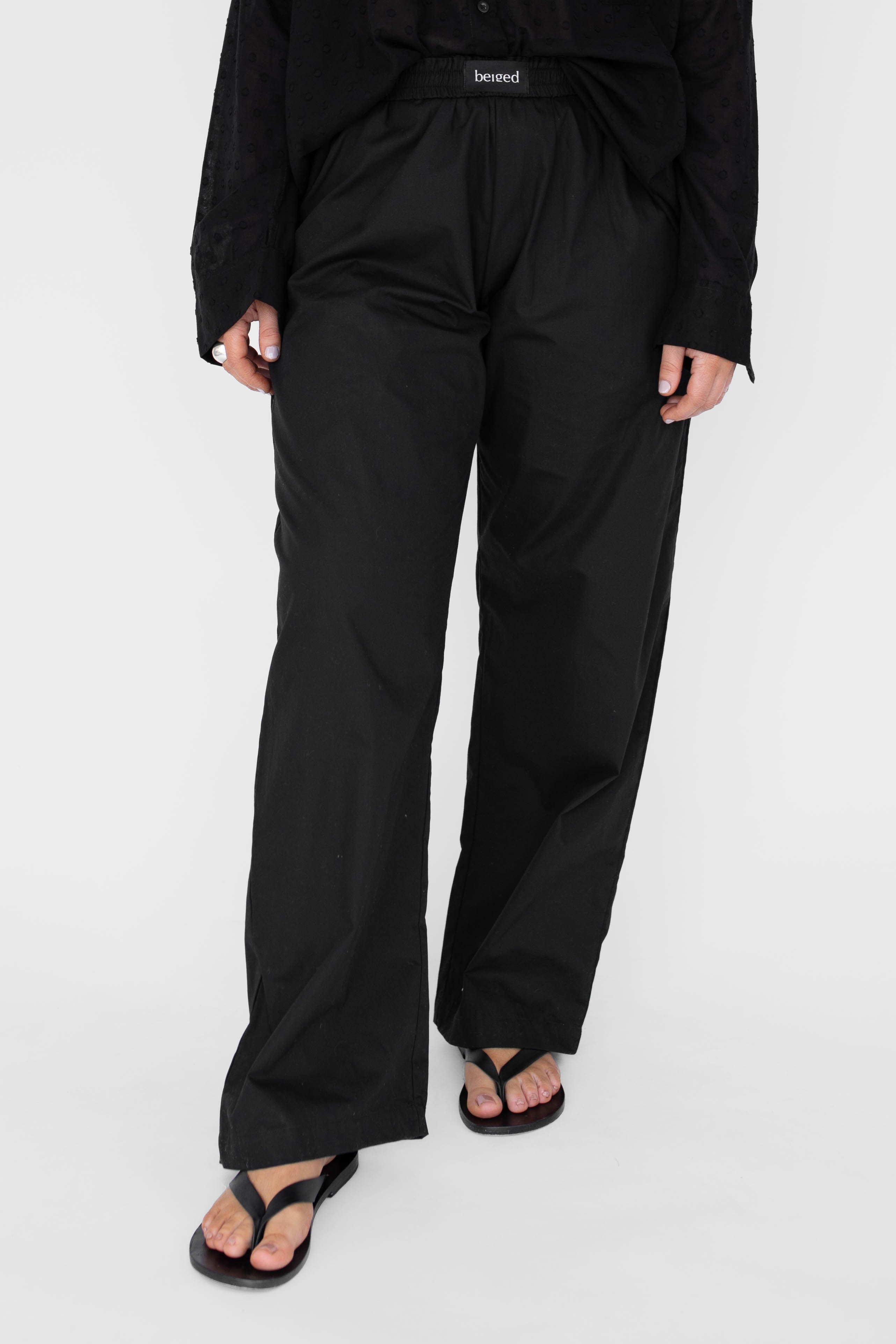 Poplin black logo pants