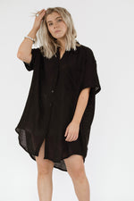 Preorder Short Sleeve Everyday Shirt Dress - Black