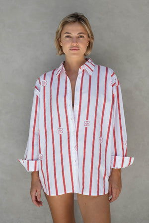 Preorder Everyday shirt - red stripe