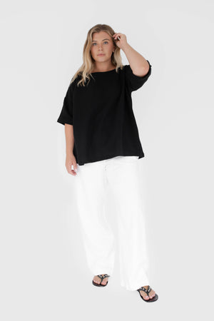 Oversized tee - thick black muslin