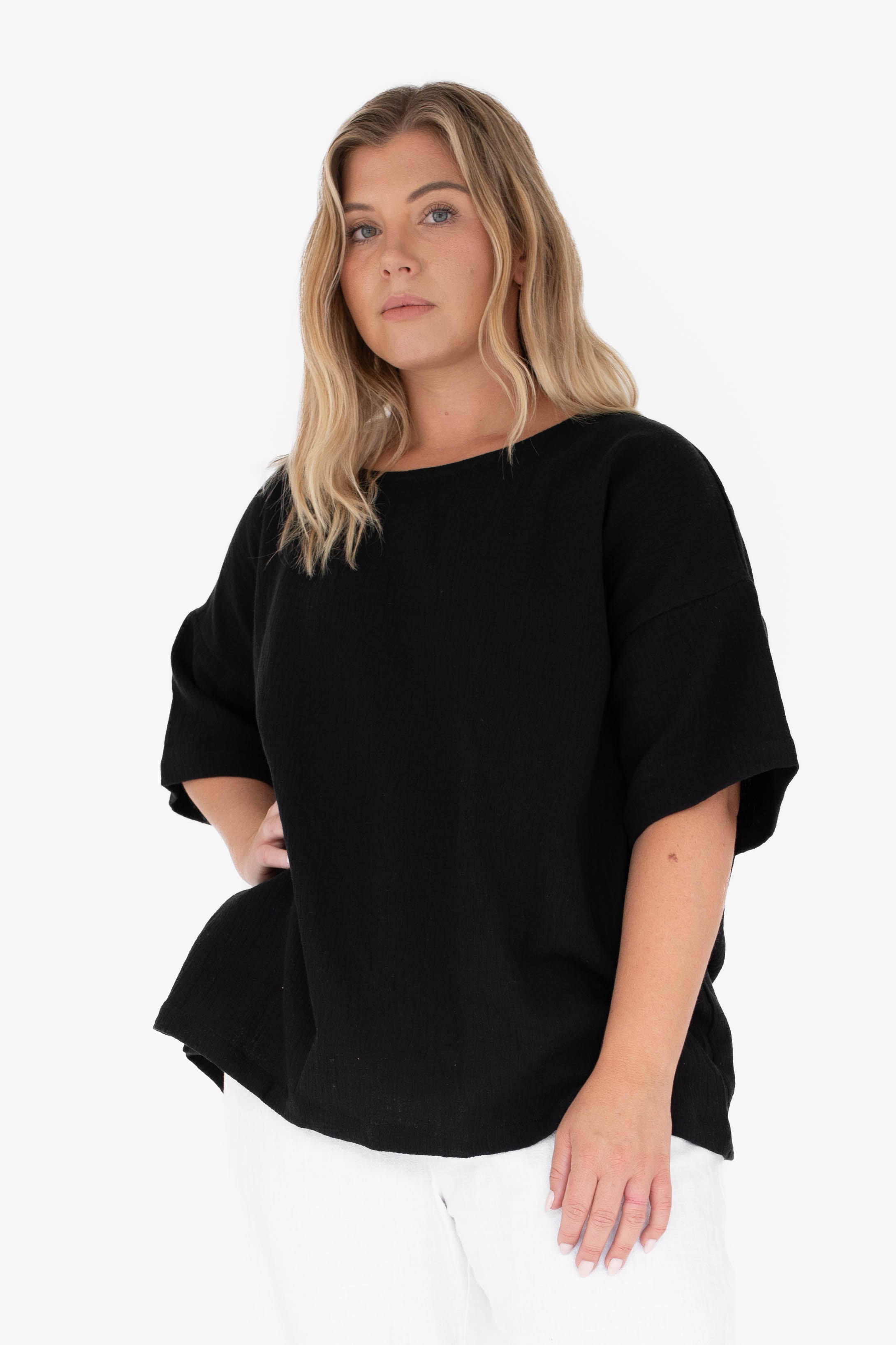 Oversized tee - thick black muslin