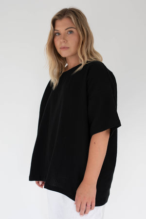 Oversized tee - thick black muslin