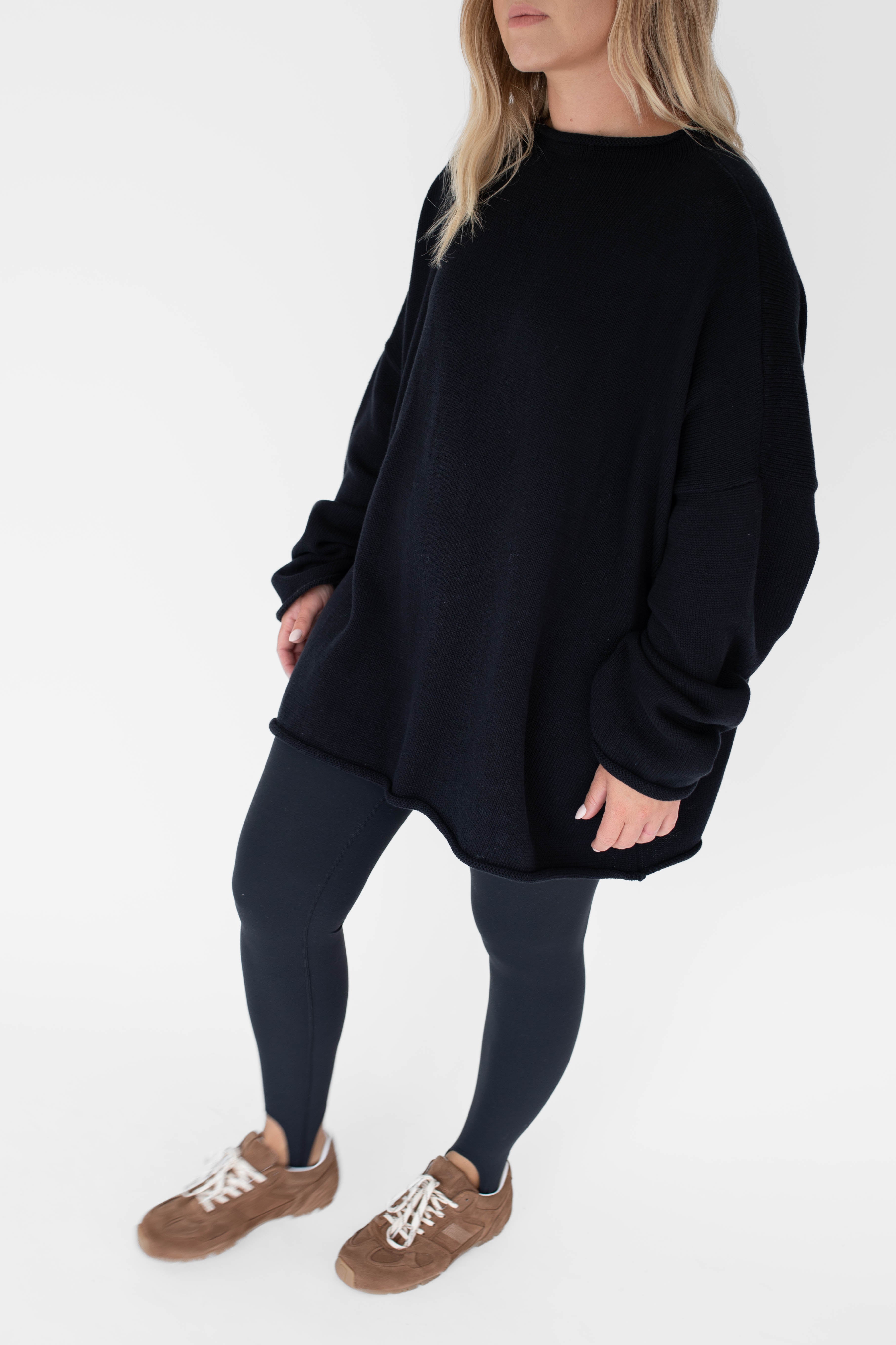 Rolled neck sweater - black