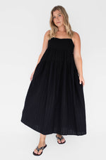 Tiered dress - textured black