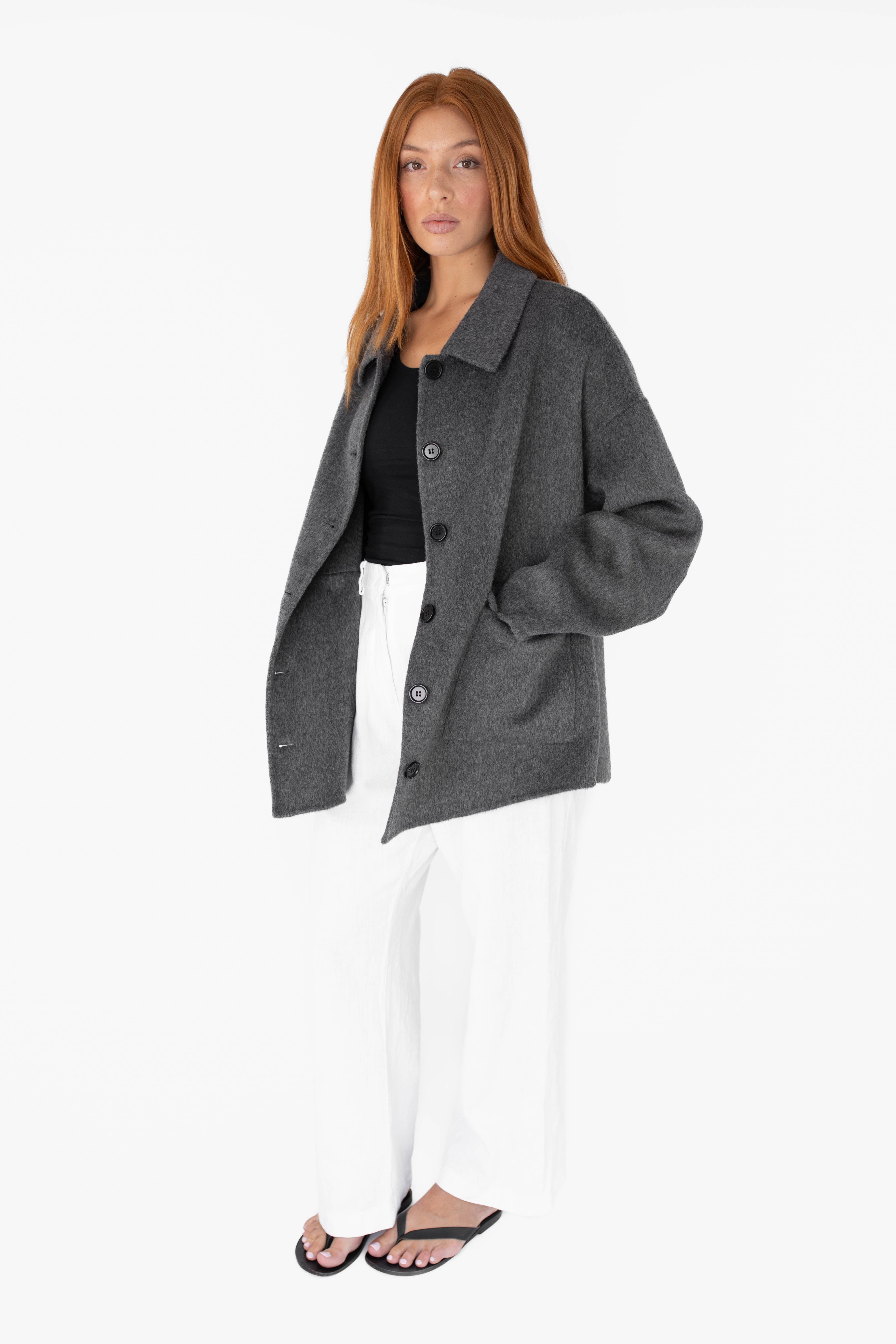 Wool shacket - Dark grey