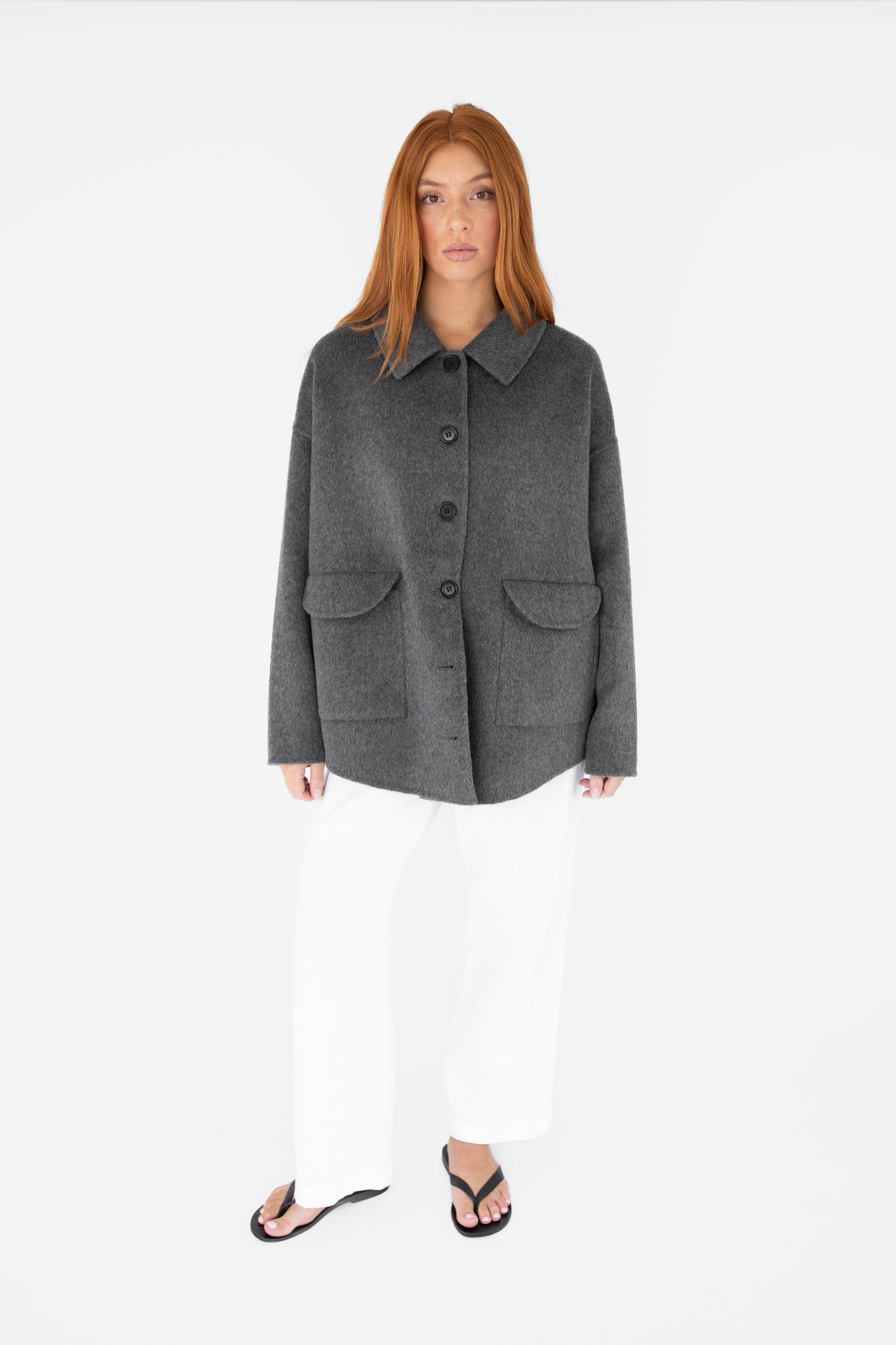 Wool shacket - Dark grey