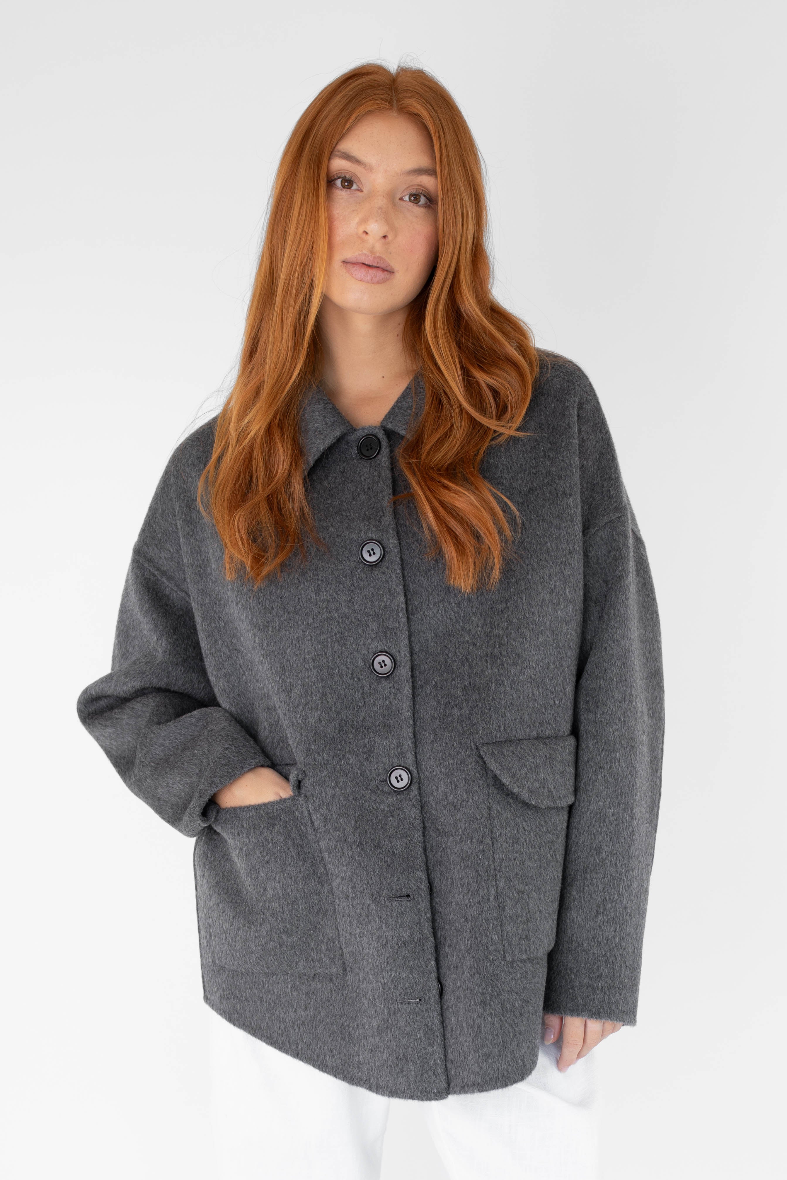 Wool shacket - Dark grey