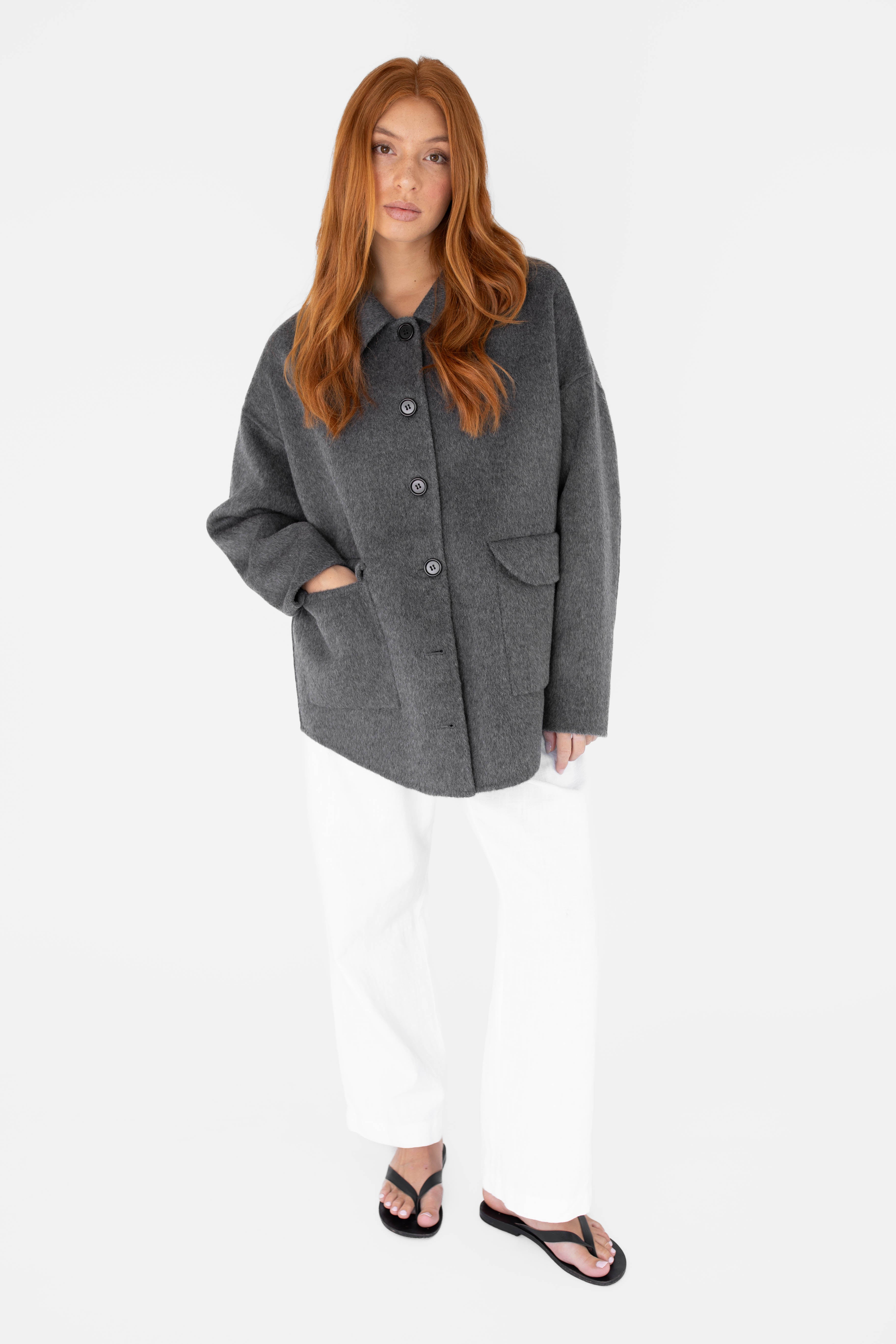 Wool shacket - Dark grey