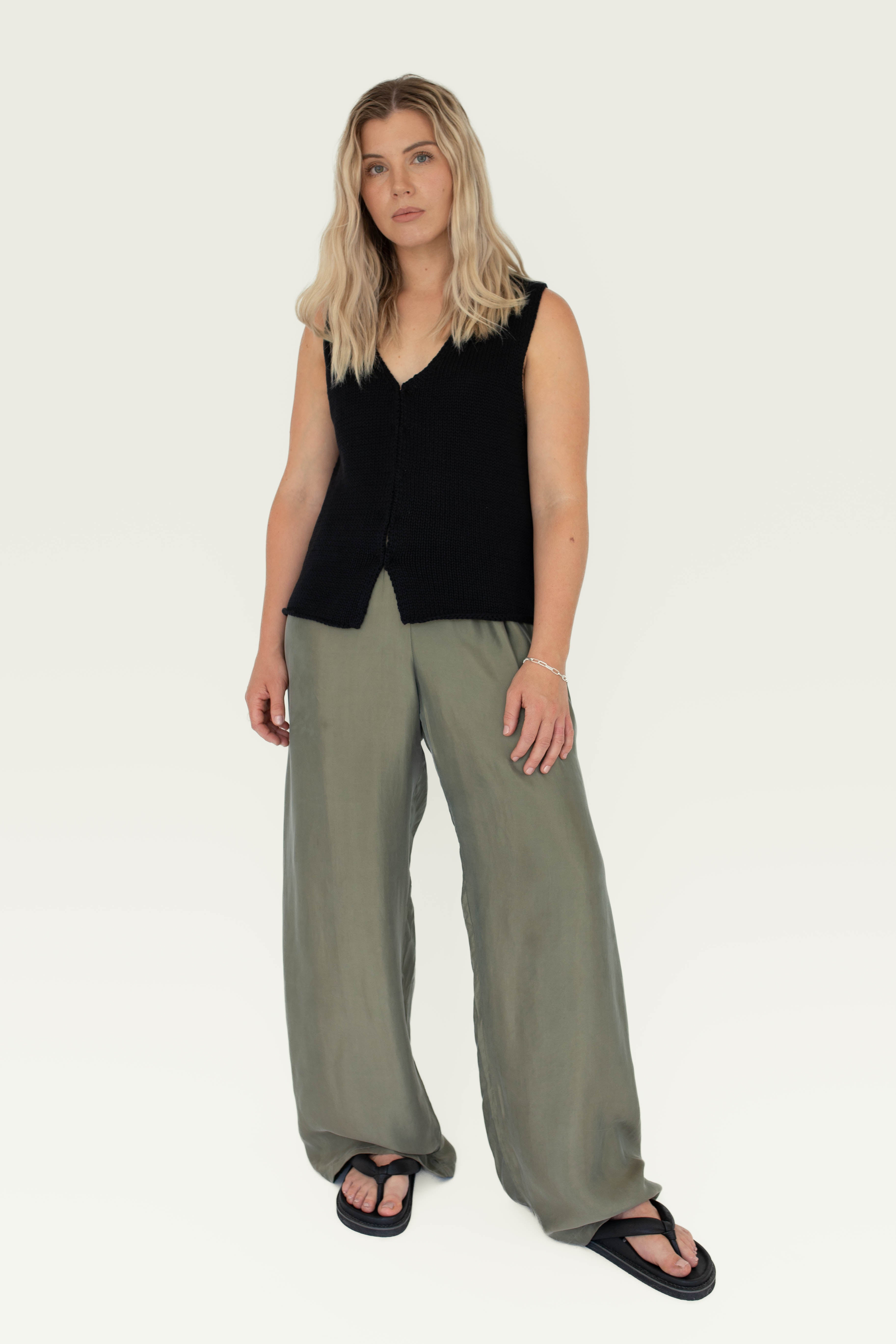Straight Pants - Muted Sage