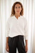 Cashmere cotton polo - white