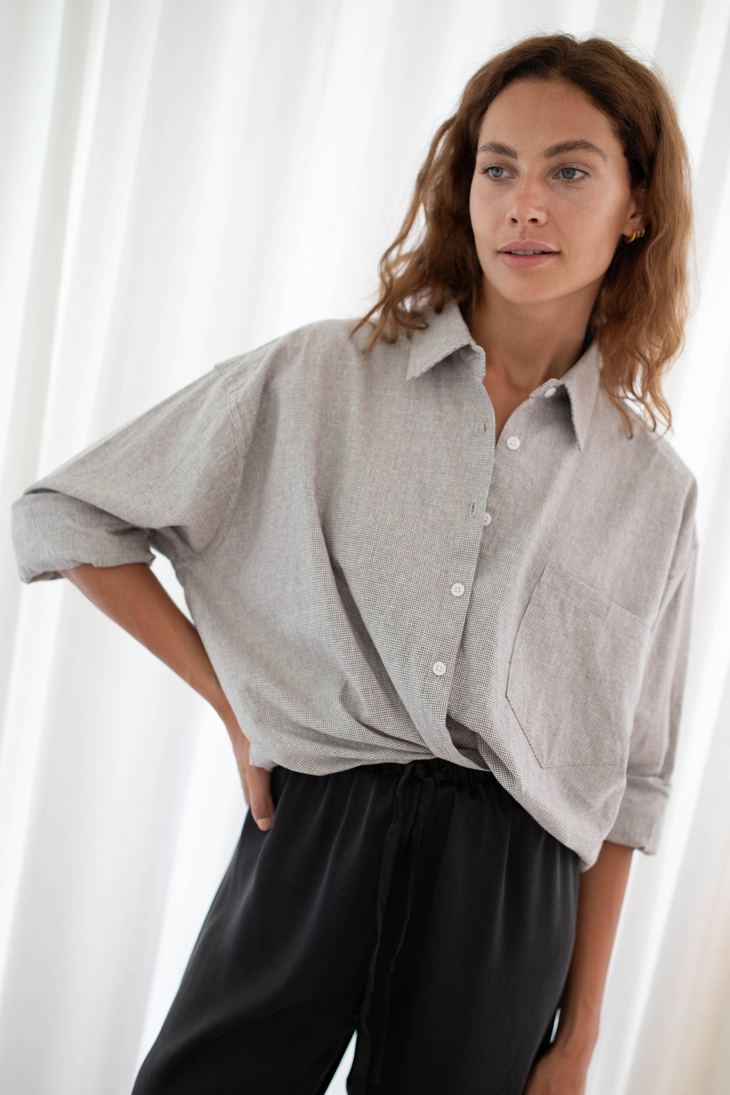 Everyday shirt - khaki houndstooth