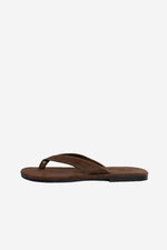 Leather flip flops - brown suede