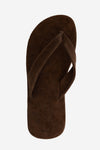 Leather flip flops - brown suede