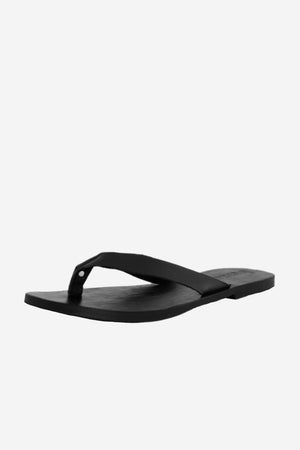 Leather flip flops - black