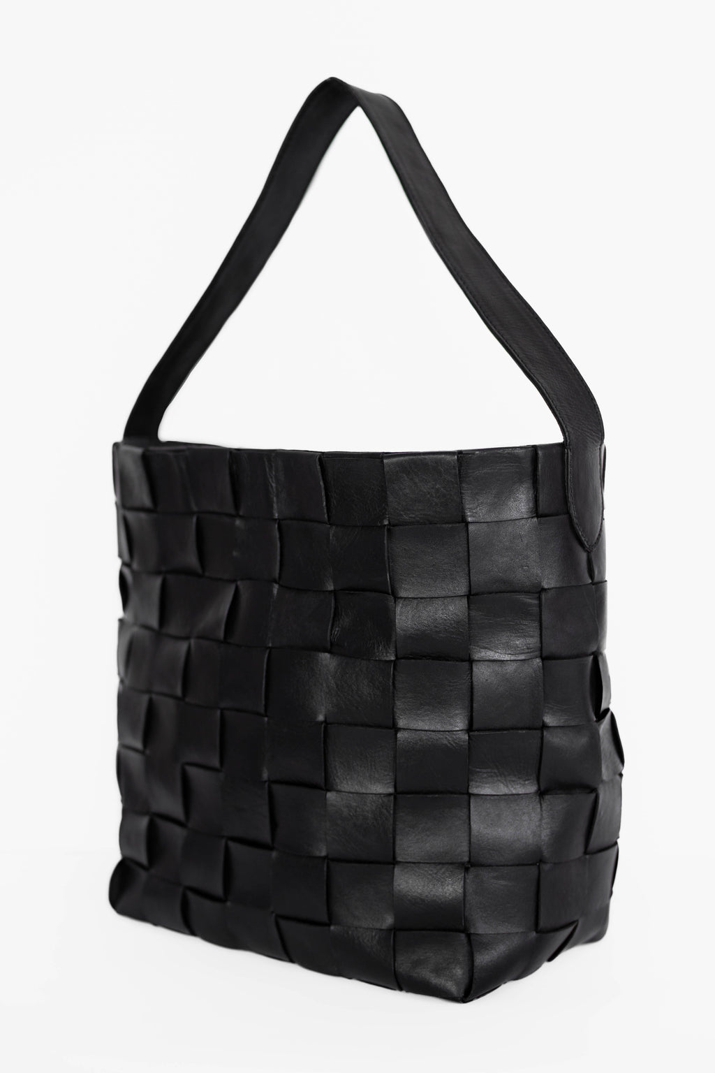 Woven Black Bucket Bag