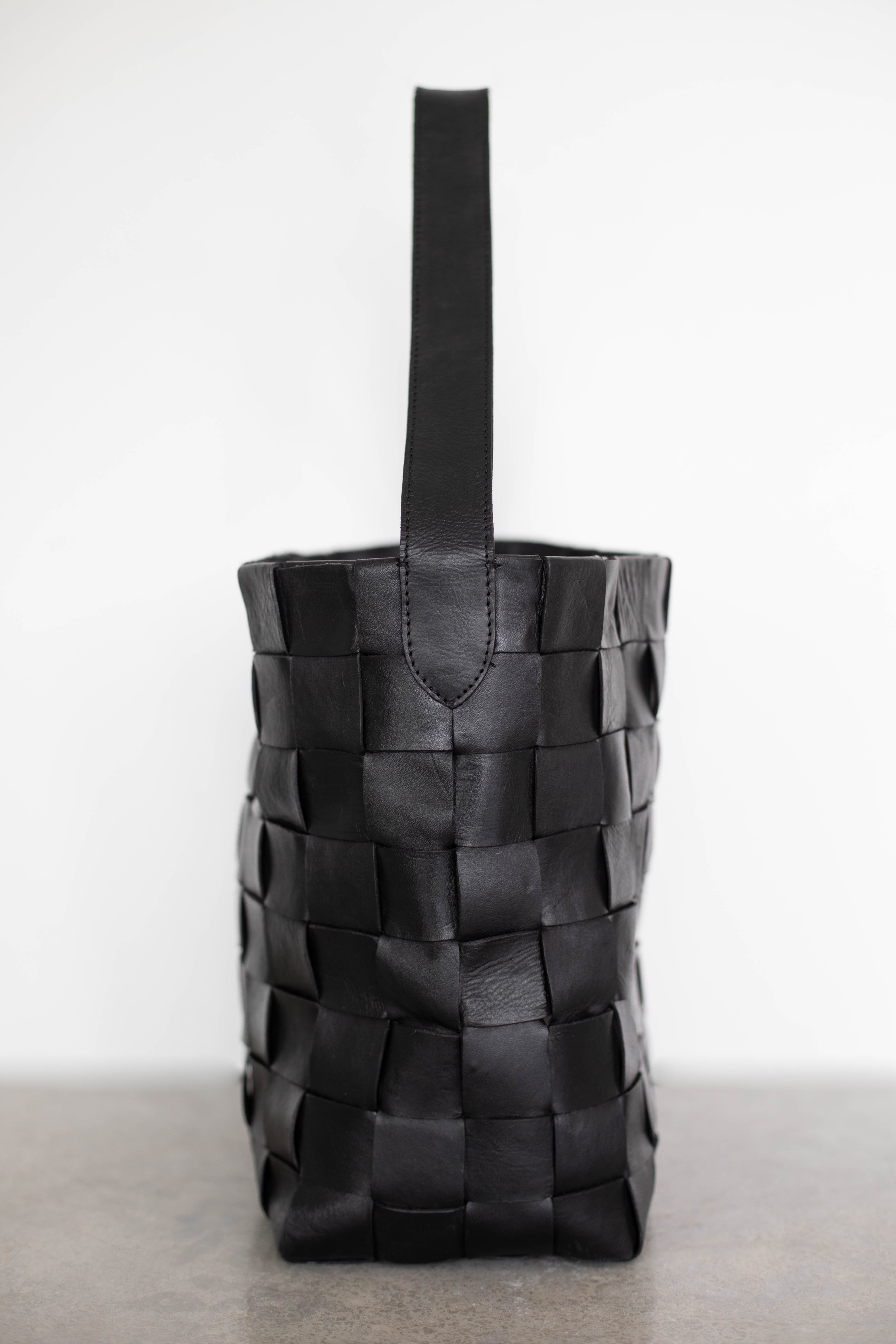 Woven Black Bucket Bag