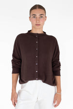 Cashmere Raw Edge Cardigan - Chocolate