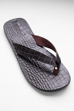 Croc leather flip flops - choc