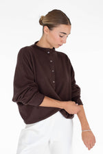 Cashmere Raw Edge Cardigan - Chocolate