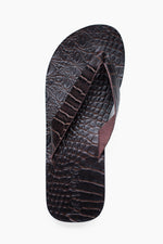Croc leather flip flops - choc