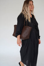 Large woven brown bag