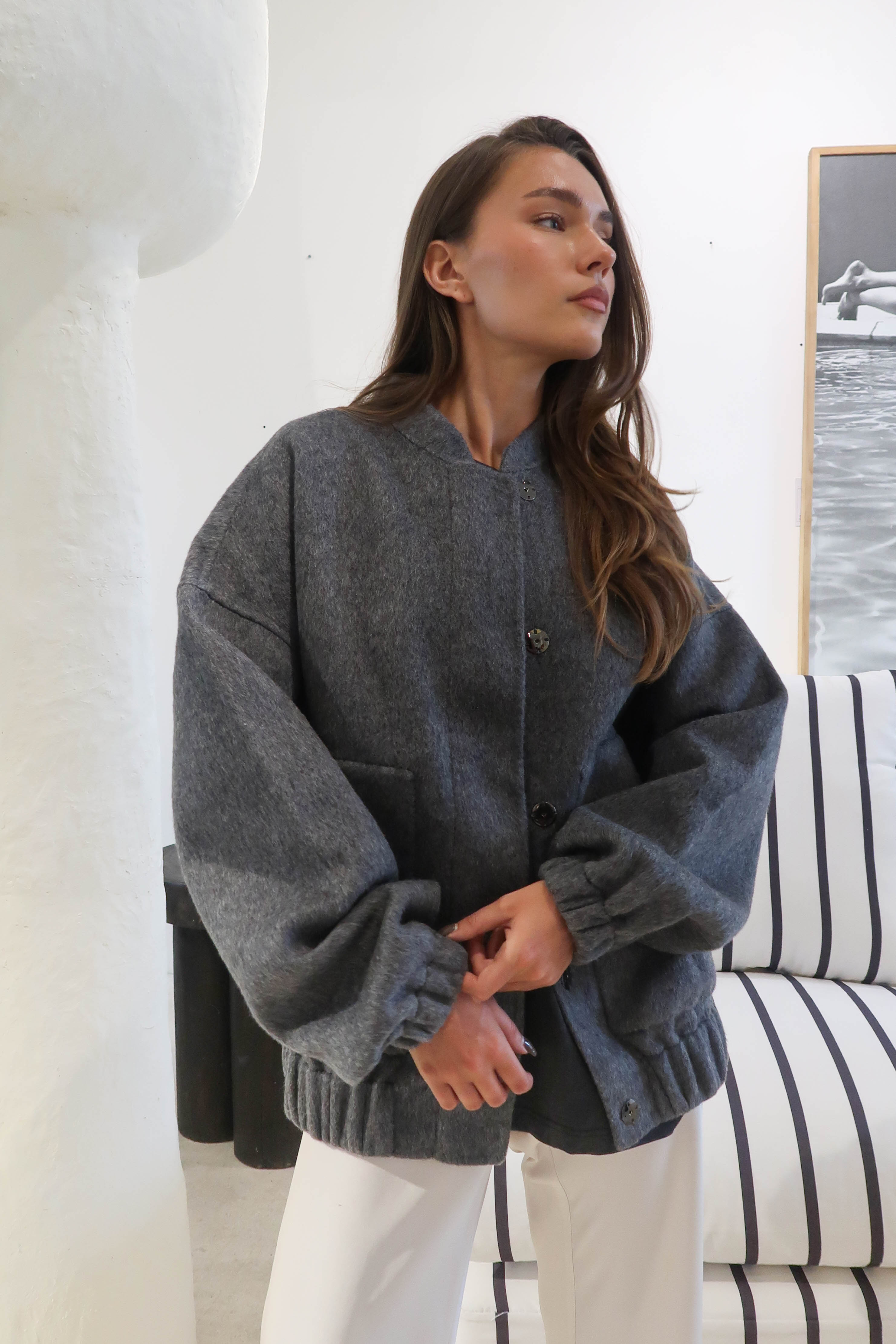 Wool bomber - Dark grey