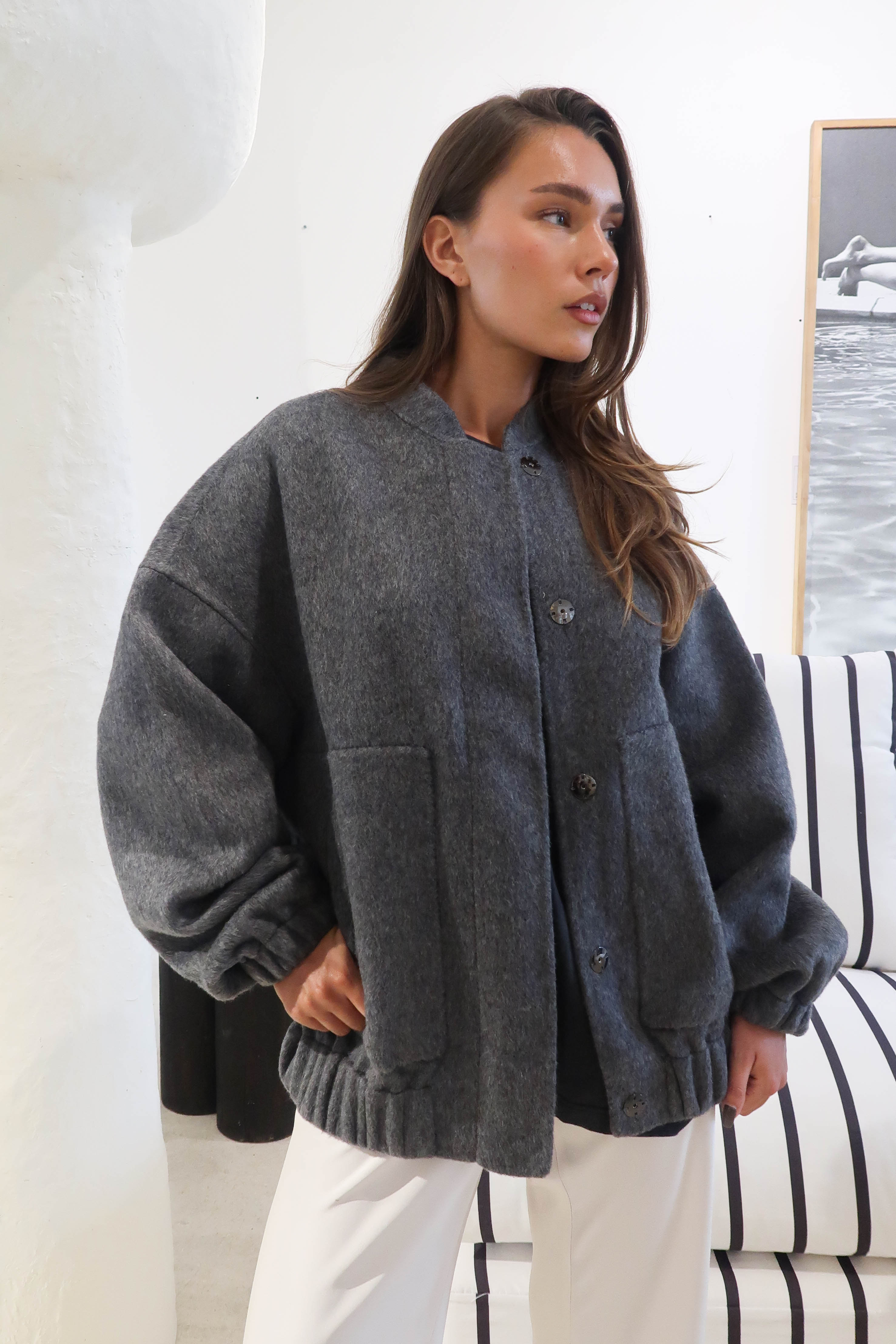 Wool bomber - Dark grey