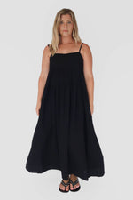 Tiered dress - textured black