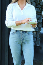 Cashmere cotton polo - white