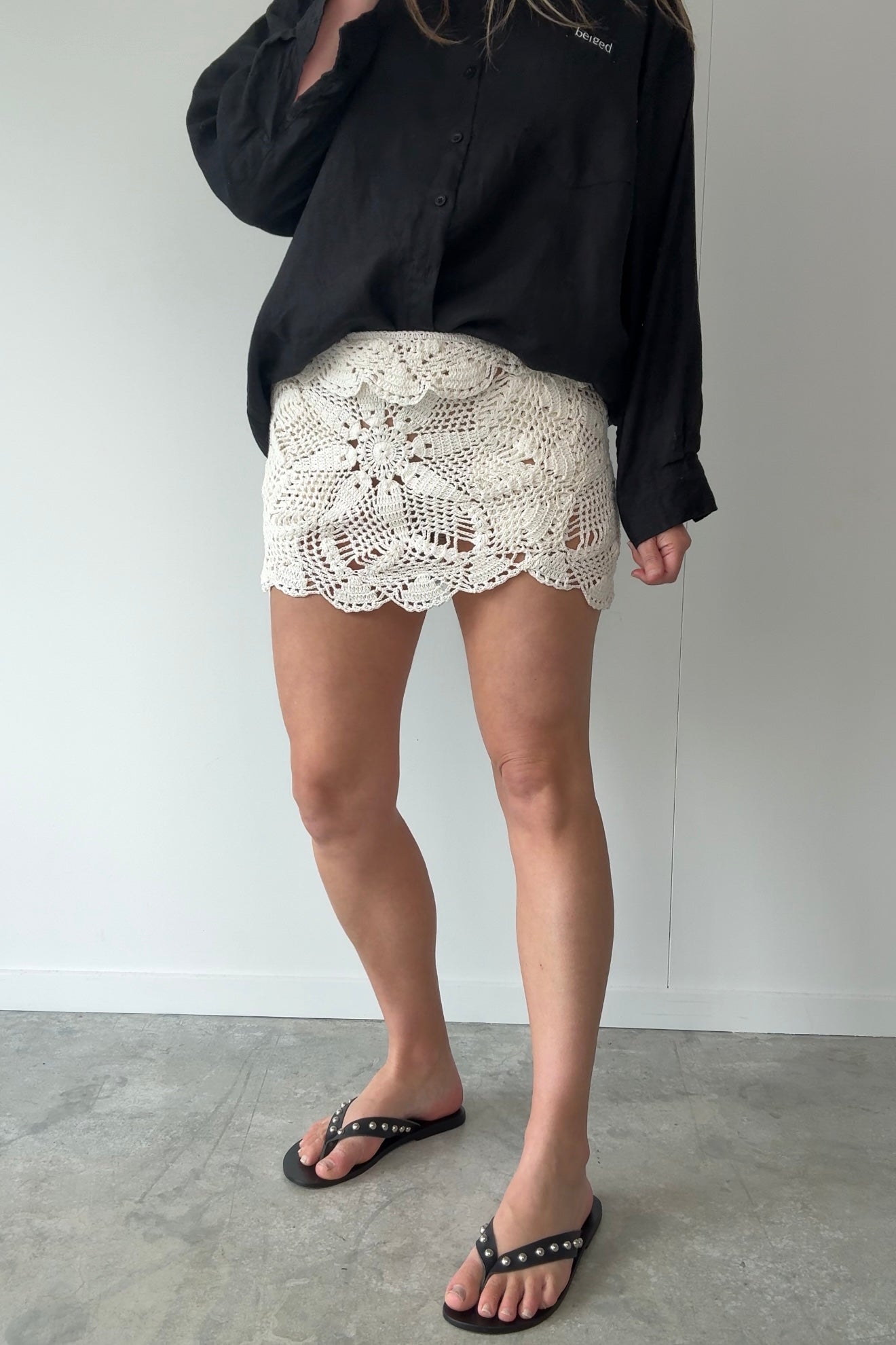 Preorder Cream crochet skirt