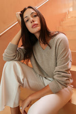Cashmere V neck - Brown