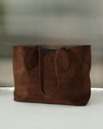 Brown suede leather tote