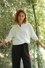 Cashmere cotton polo - white