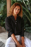 Cashmere cotton polo - black