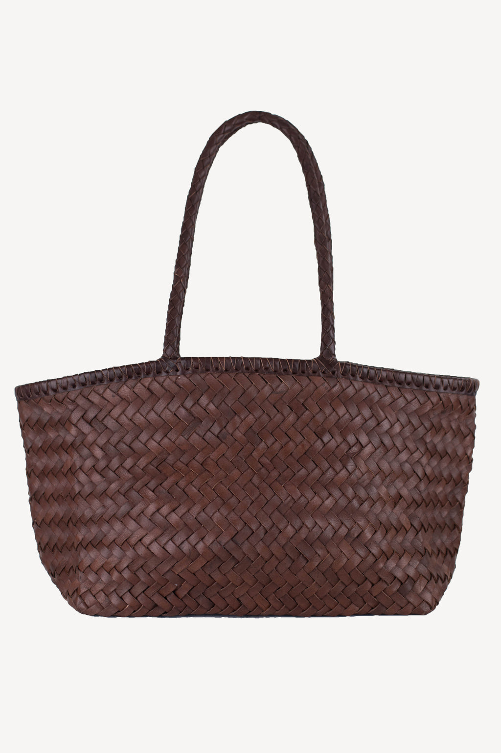 Large wide woven brown bag